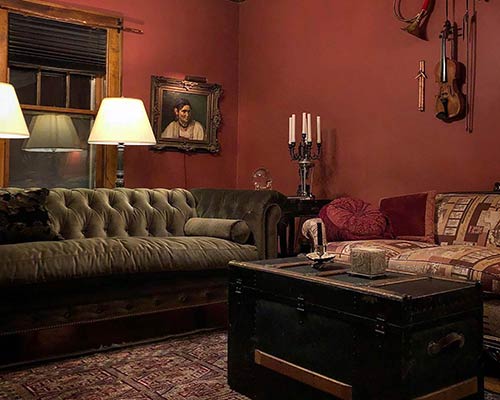 Customer image: Higgins Chesterfield sofa in olive velvet