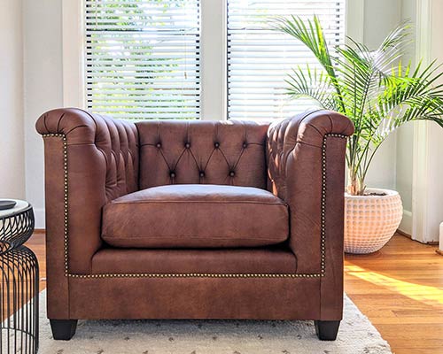 Leather tuxedo chair