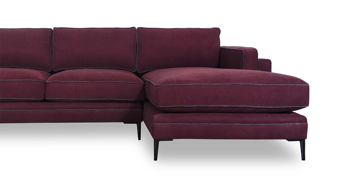 Coach sofa chaise sectional with contrasting welt