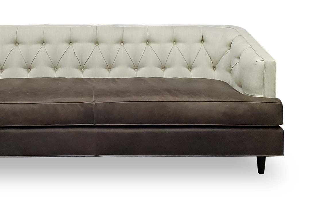 Olympia sofa in mix of leather and fabric