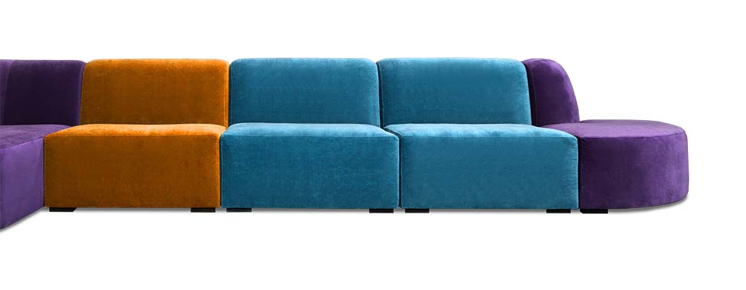 Custom modular sofa in multiple colors