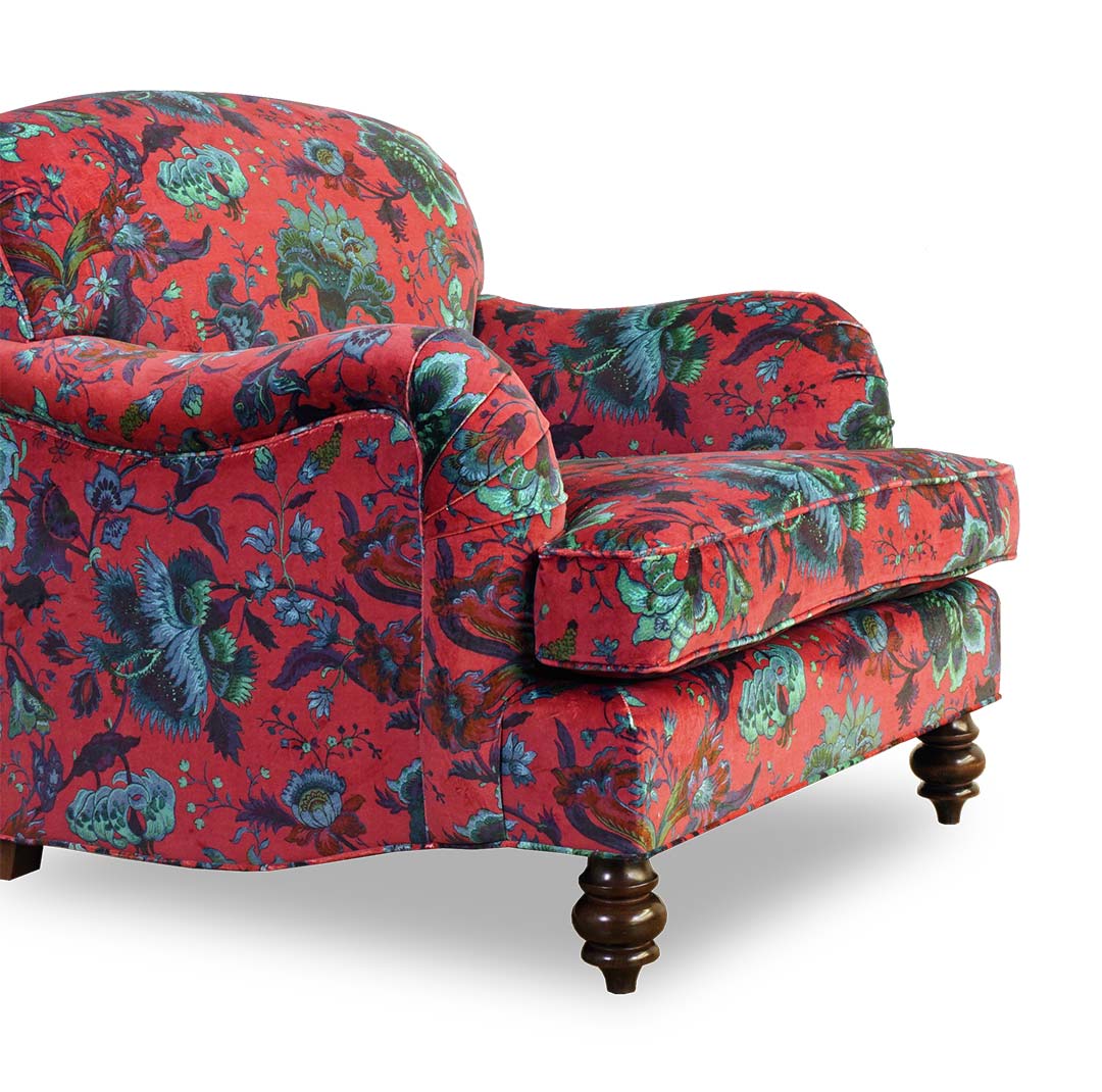 Basel armchair in floral print velvet