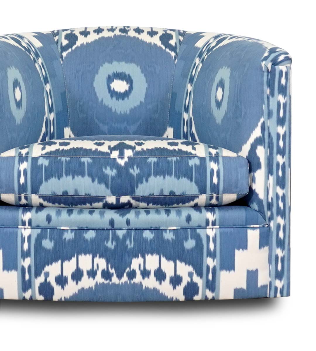 Oliver barrel swivel chair in ikat print