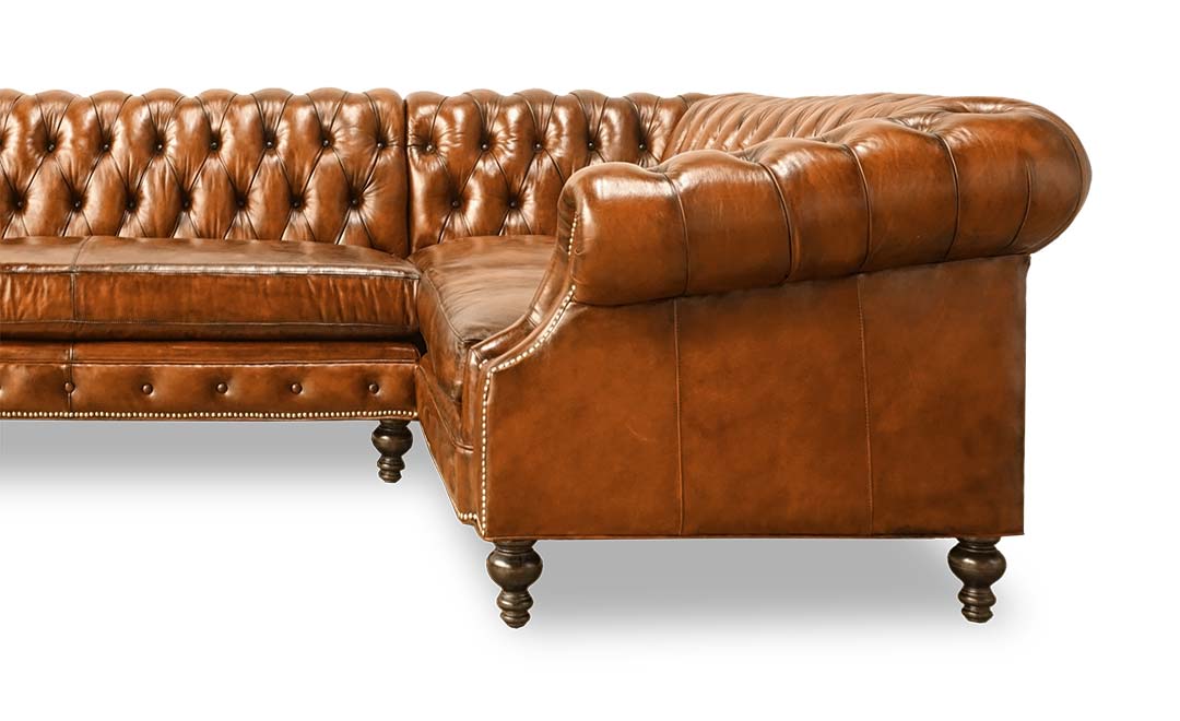 Cecil Chesterfield sofa in hand-stained leather