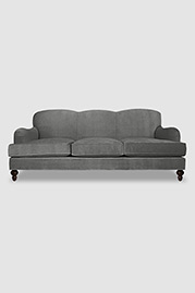 86 Basel tight back English roll arm sofa in Cannes Grey Cloud velvet