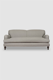 86 Basel tight-back English roll arm sofa in Sunbrella Boss Tweed Stone with bench cushion