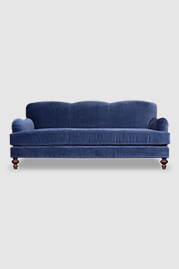 86 Basel tight back English roll-arm sofa in Como Mariner blue velvet with bench cushion