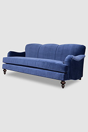 86 Basel tight back English roll-arm sofa in Como Mariner blue velvet with bench cushion