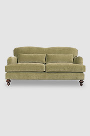 80 Basel tight back English roll arm sofa in Cannes Lichen velvet with knife-edge lumbar pillows