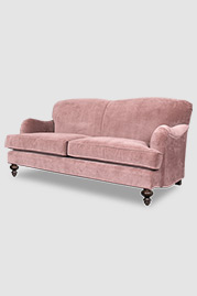 80 Basel tight back English roll arm sofa in Thompson Blush stain-resistant pink velvet