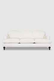 96 Basel tight back English roll arm sofa in Angelina Antique 9500 white leather