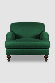 Basel tight back English roll-arm chair in Ludlow Pine stain-proof green fabric