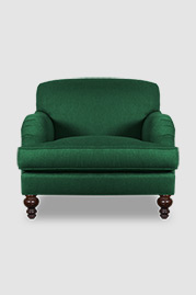 Basel tight back English roll-arm chair in Ludlow Pine stain-proof green fabric