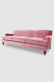 105 Basel tight back English roll arm sofa in Como Romance pink velvet