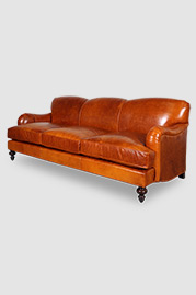 96 Basel tight back English roll arm sofa in Echo Cognac leather