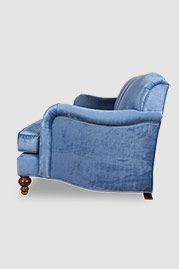 86 Basel tight back English roll arm sofa in Thompson Wedgewood stain-proof blue velvet