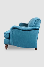 Basel tight back English roll arm sofa in Thompson Caspian blue velvet