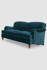 80 Basel tight-back English roll arm sleeper sofa in Como Dragonfly velvet with memory foam mattress