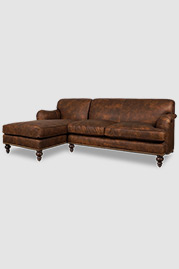 96 Basel sofa+chaise in Run Wyld Soar with nail head trim