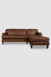 96 Basel sofa+chaise in Run Wyld Soar with nail head trim