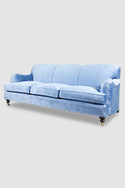 86 Basel tight-back English roll arm sofa in Bruges Parisian Blue velvet