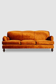 86 Basel English roll arm sofa in Prince Tiger Eye orange performance velvet