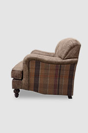 Basel armchair in custom plaid and leather combination