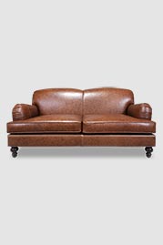 74 Basel sofa in Monty Saddle brown performance leather