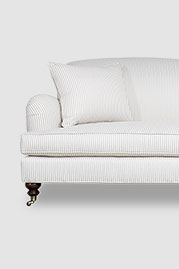 Basel sofa in Foreshore Sand ticking stripe performance fabric