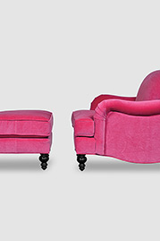 Basel armchair and matching ottoman in velvet