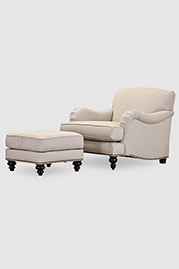 Basel armchair and ottoman in fabric