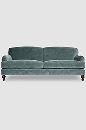Basel tight-back English roll arm sofa in Cannes Silver Sage velvet fabric