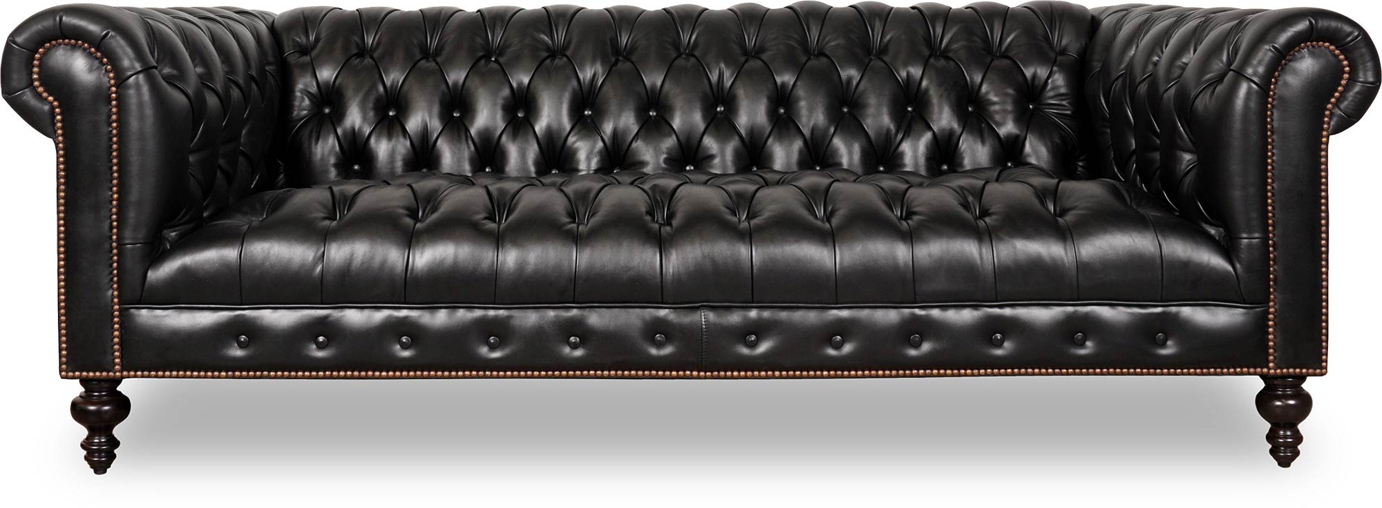 Higgins Chesterfield sofa in Perspecive Pitch Black with tufted seat