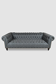 Higgins Chesterfield sofa with tight, tufted seat in Martexin Charcoal waxed canvas