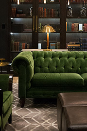 Higgins Chesterfield sofa in Lafayette Green Grass stain-proof velvet