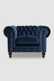 Higgins Chesterfield armchair in Como Mariner blue velvet