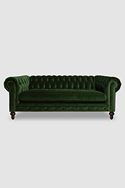 80 Higgins Chesterfield sofa in Como Emerald green velvet with bench cushion