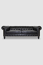 Higgins Chesterfield sofa in Mont Blanc Midnight black leather