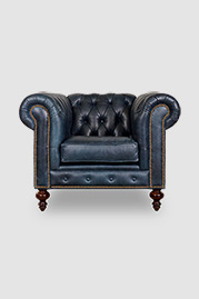 43 Higgins Chesterfield armchair in Delmar Navy blue leather