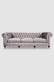 96 Higgins Chesterfield sofa in Thompson Slate stain-proof grey velvet with caster legs