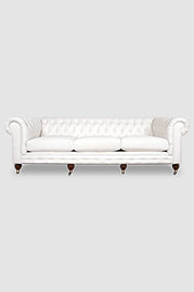 96 Higgins Chesterfield sofa in Thompson Winter off-white stain-proof velvet with caster legs