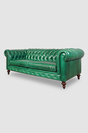 85 Higgins sofa with flat back in Mont Blanc Emerald green leather