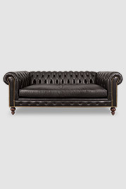 85 Higgins sofa with bench cushion in Groundworx Stay The Night black leather