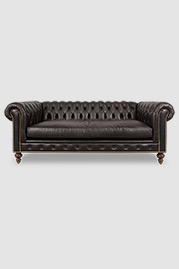 85 Higgins sofa with bench cushion in Groundworx Stay The Night black leather