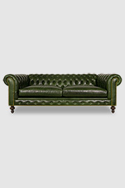 Higgins Chesterfield sofa in Mont Blanc Evergreen green leather