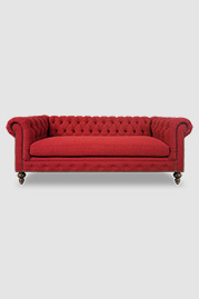 85 Higgins Chesterfield sofa in Cortlandt Merlot stain-proof fabric with bench cushion