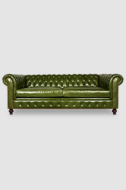 96 Higgins Chesterfield sleeper sofa in Mont Blanc Evergreen leather
