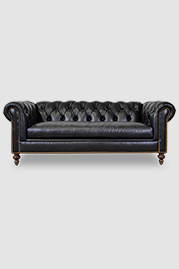 85 Higgins Chesterfield sleeper sofa in Perspective Pitch Dark with bench cushion and wide tufting