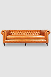 102 Higgins Chesterfield sofa in No Regrets Pure Cognac leather with bench cushion