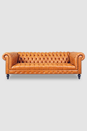 96 Higgins Chesterfield sofa in No Regrets Pure Cognac performance leather with tufted seat